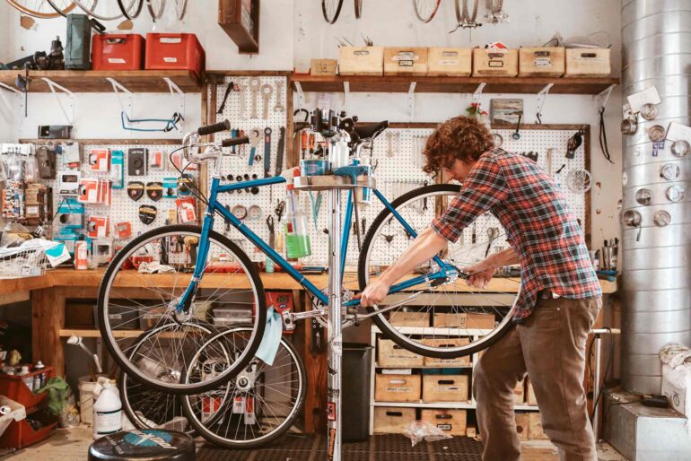 Inside Heritage Bikes & Coffee in Chicago, Illinois, USA