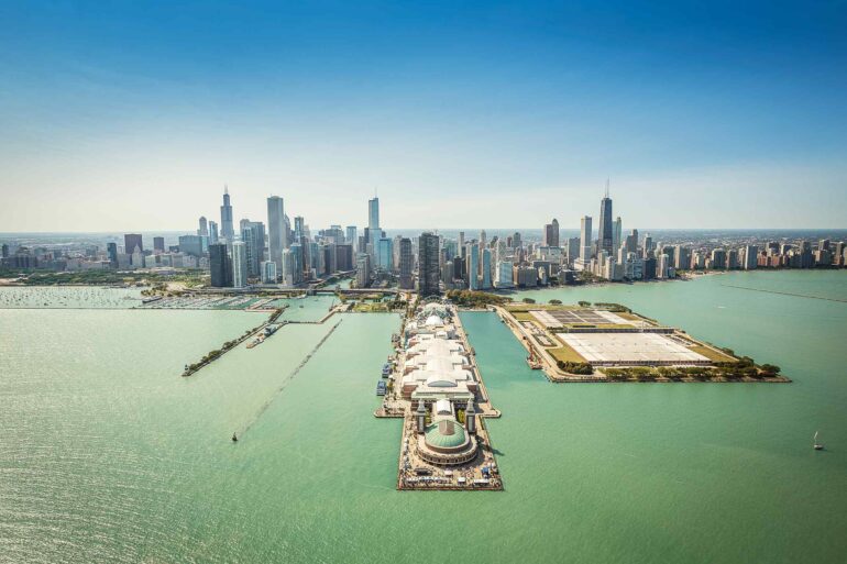 Aerial view of Chicago, Illinois, USA