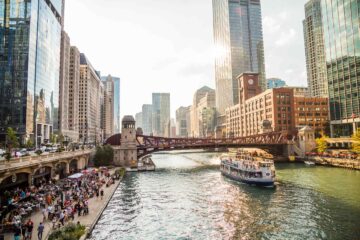 A boat in Chicago, Illinois, USA
