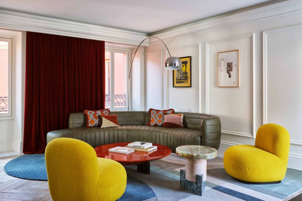 Living room of the Extreme WOW Suite at W Rome, Rome, Italy