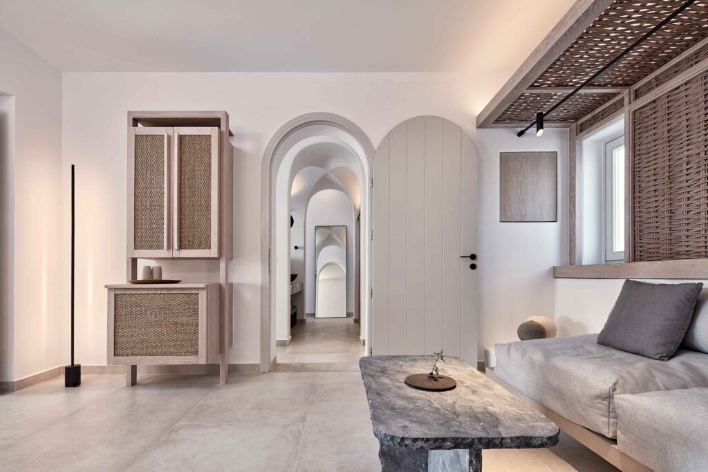Cycladic interiors in Santorini, Greece