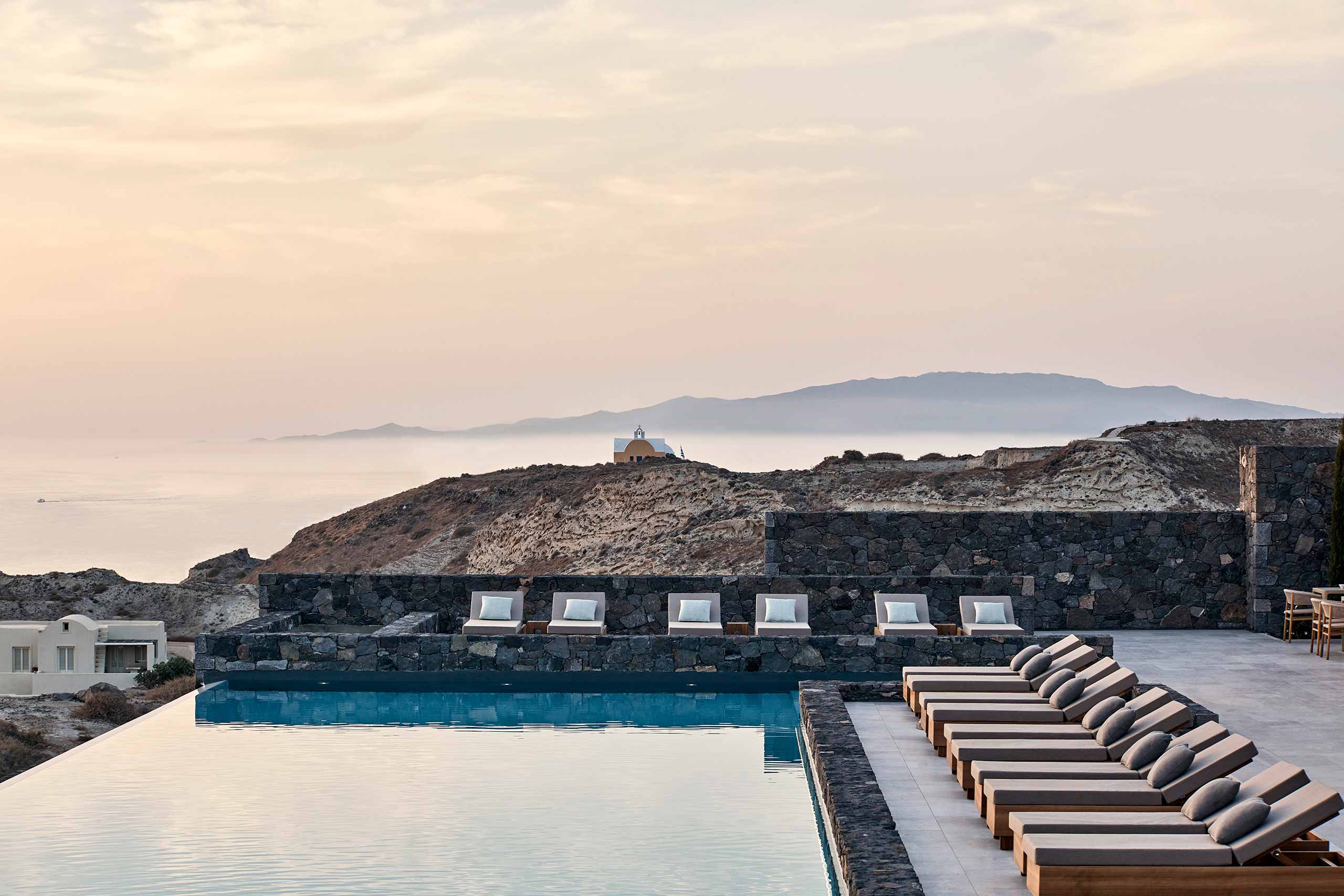 Lower communal pool at Canaves Epitome, Oia, Santorini, Greece