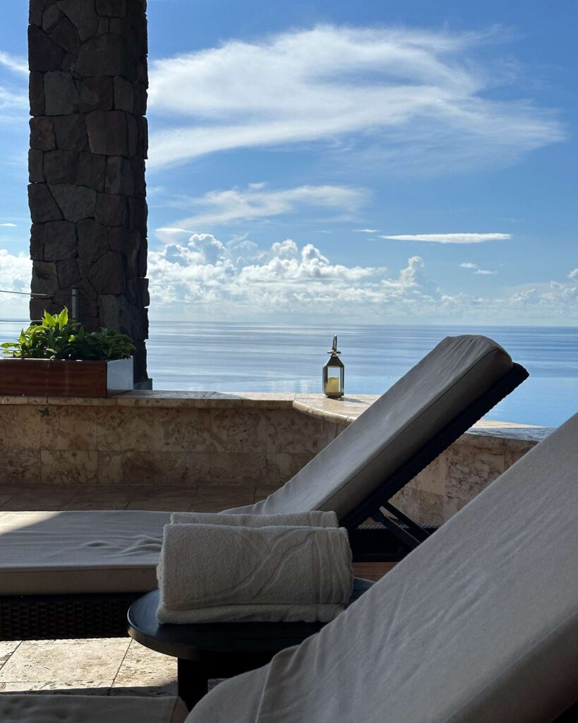 Loungers in a sanctuary at Jade Mountain, Soufriere, St Lucia