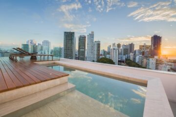 Rooftop pool at Wish Hotel da Bahia, Salvador, Brazil
