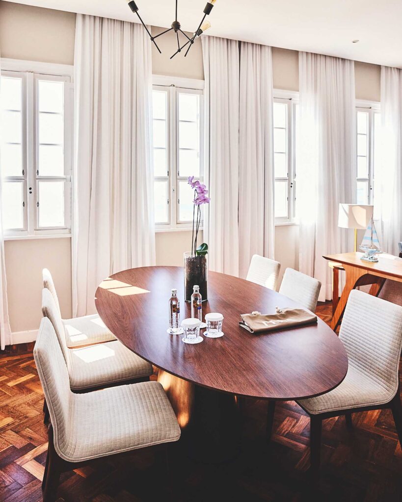 Dining table in a bedroom at the Fera Palace Hotel, Salvador, Brazil