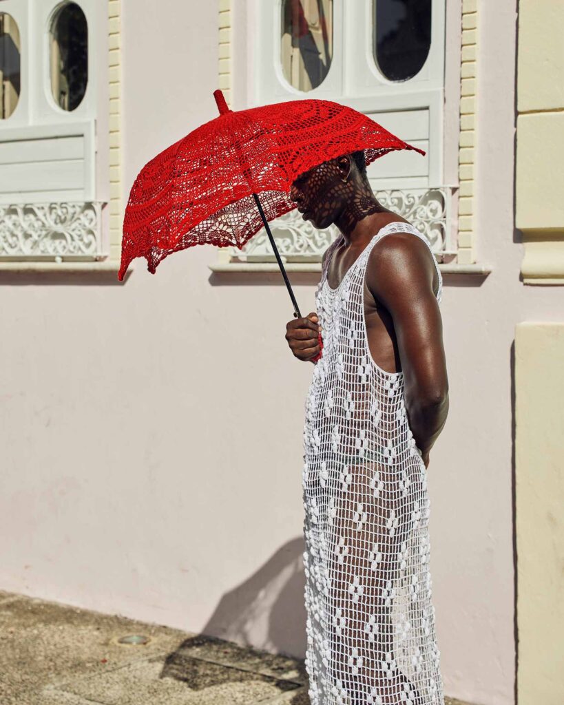 Fah Sampaio wears a dress in the streets of Salvador, Brazil