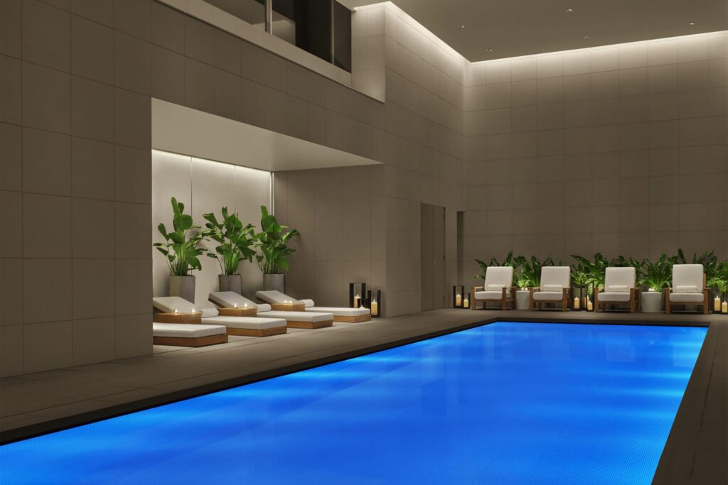 Serene pool area at the Tokyo EDITION Toranomon