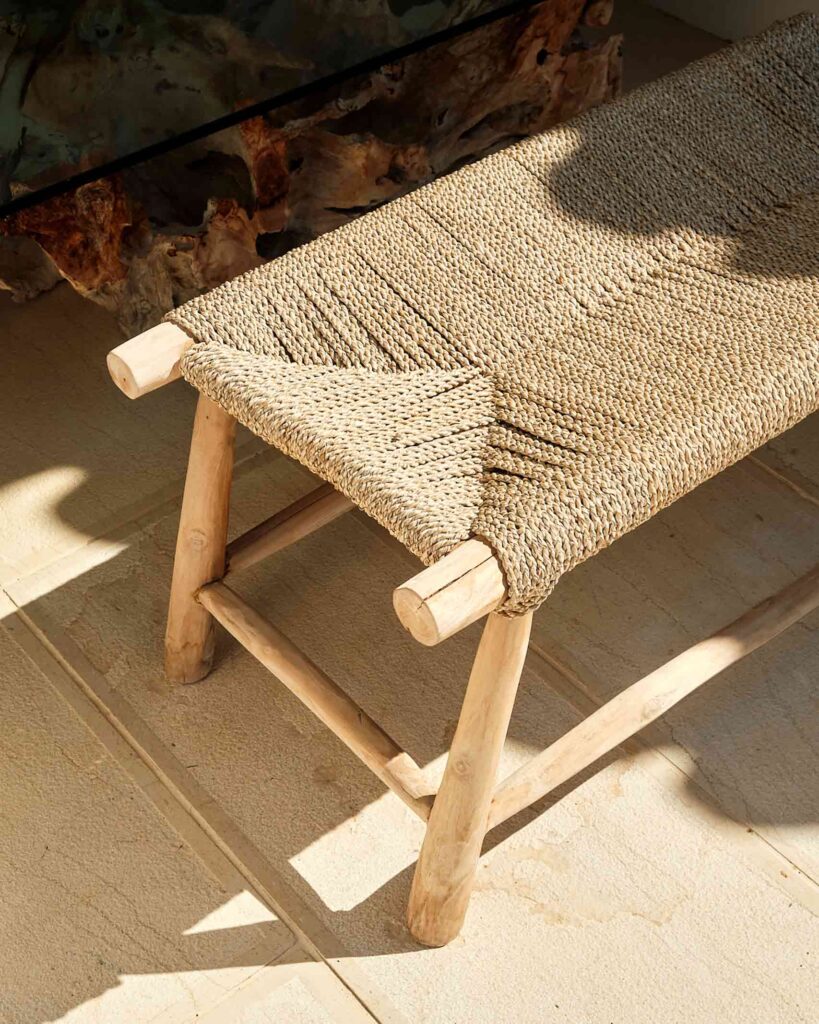Woven bench in the shadow