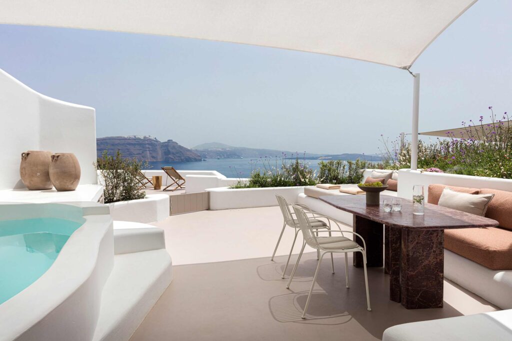 Private deck at Canaves Ena, Oia, Santorini, Greece