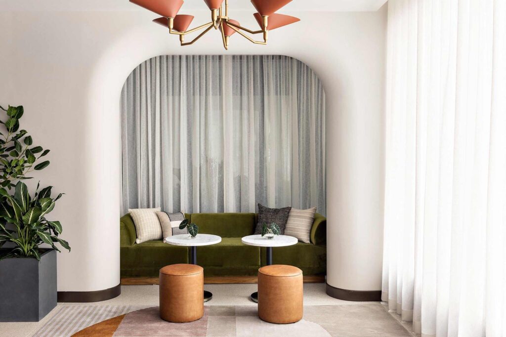 Seating area at Kimpton Theta New York - Times Square, NYC, USA