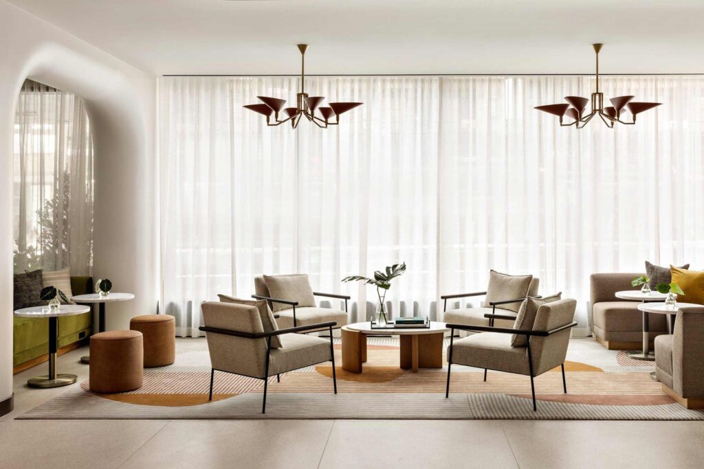Stylish interiors at Kimpton Theta New York - Times Square, NYC, USA