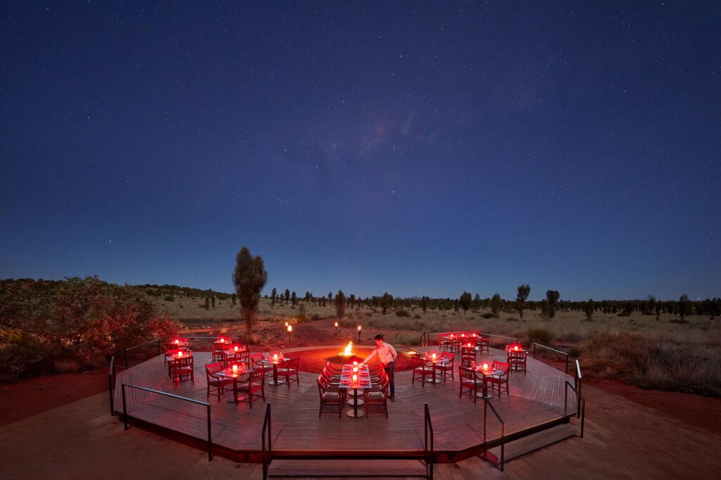 Dinner beneath a starry sky near Uluru, Australia