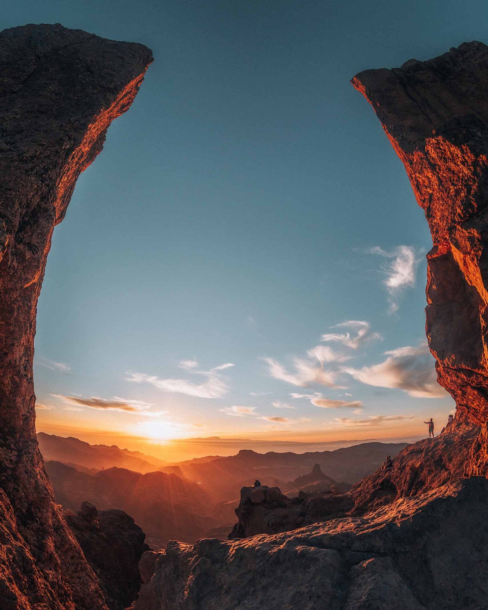 Sunset view through Roque Nueblo