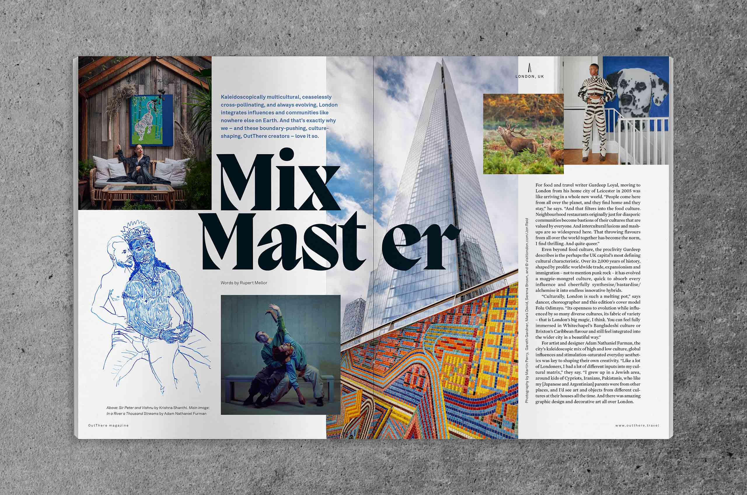 Spread of OutThere magazine featuring main London feature story