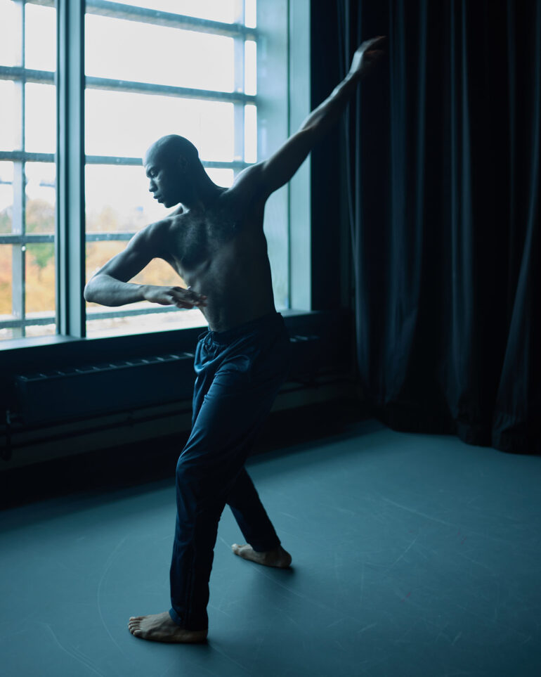 Folu Odimayo practising a dance routine in London, UK