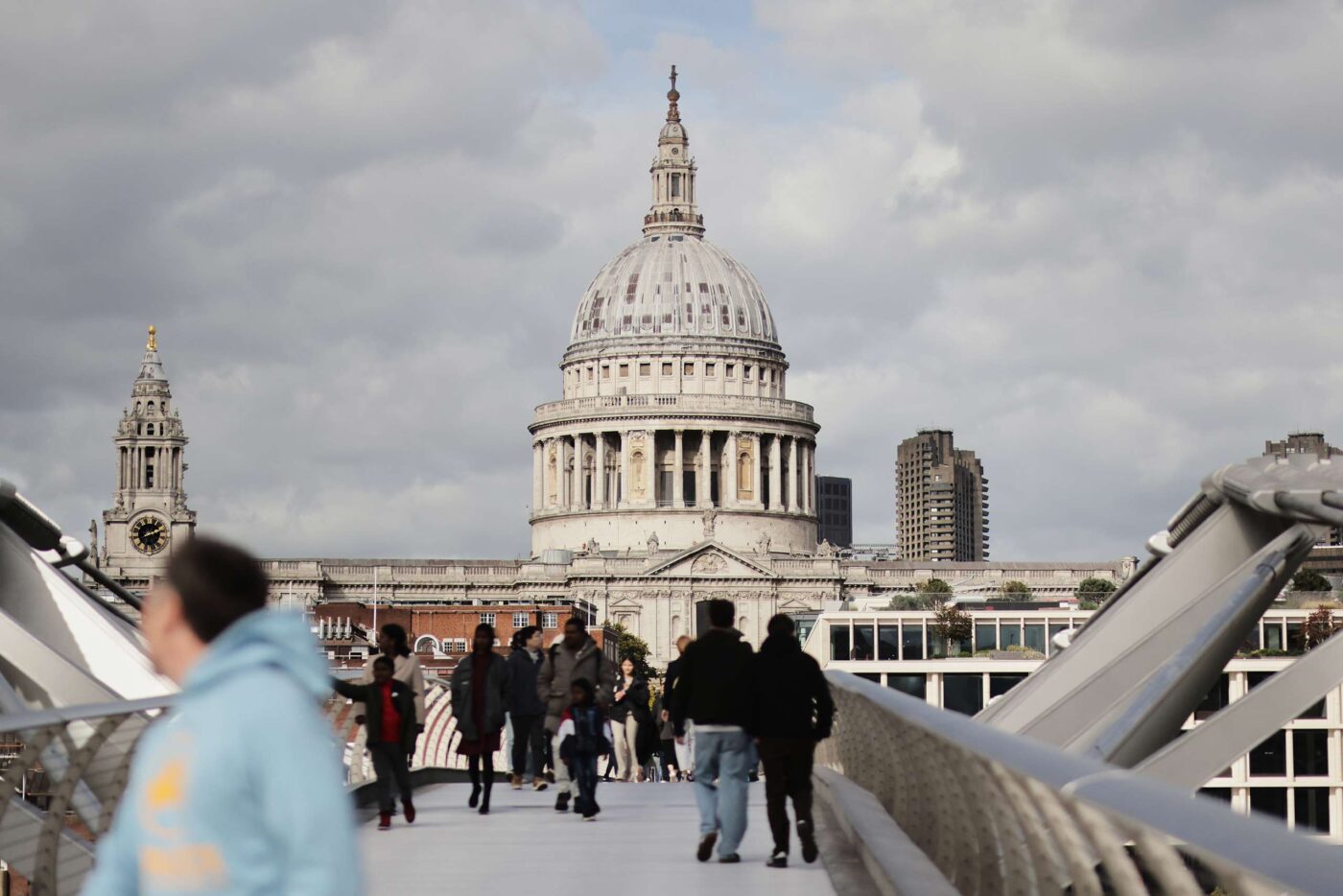 Saint Paul's Cathedral photographed from the Millennium Bridge in London, UK