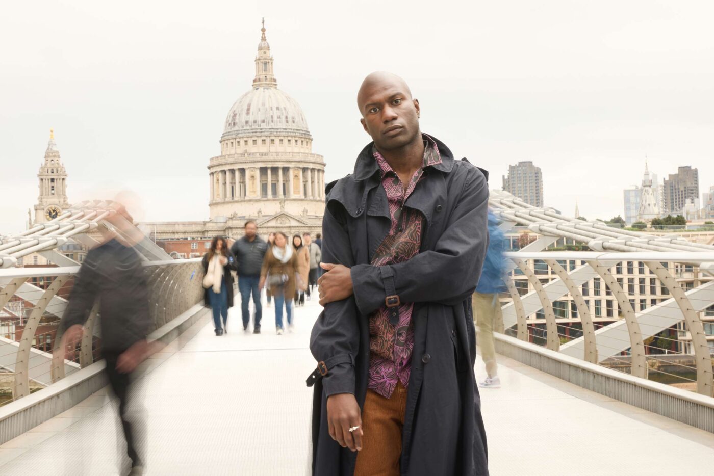 Folu Odimayo models in front of Saint Paul's Cathedral in London, UK