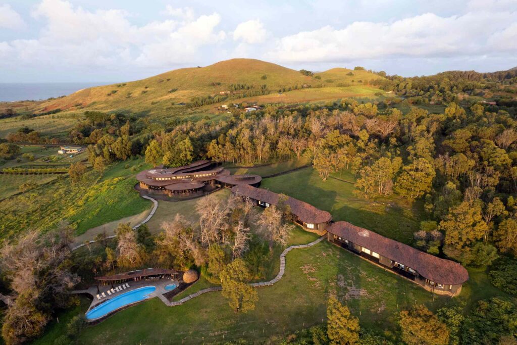 Aerial view of Explora Rapa Nui, Rapa Nui, Chile