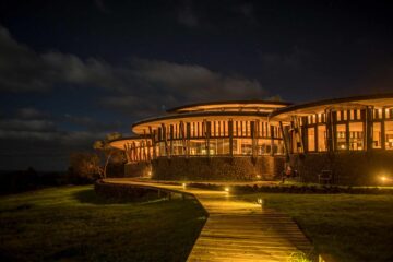 Exterior of Explora Rapa Nui, Rapa Nui, Chile, at night