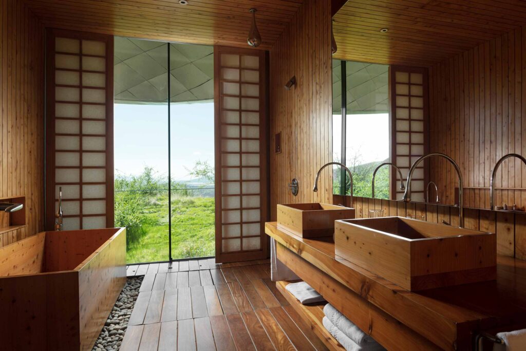 Japanese-style bathroom of the Shogun Suite at Vik Chile, Millahue Valley, Cachapoal, Chile