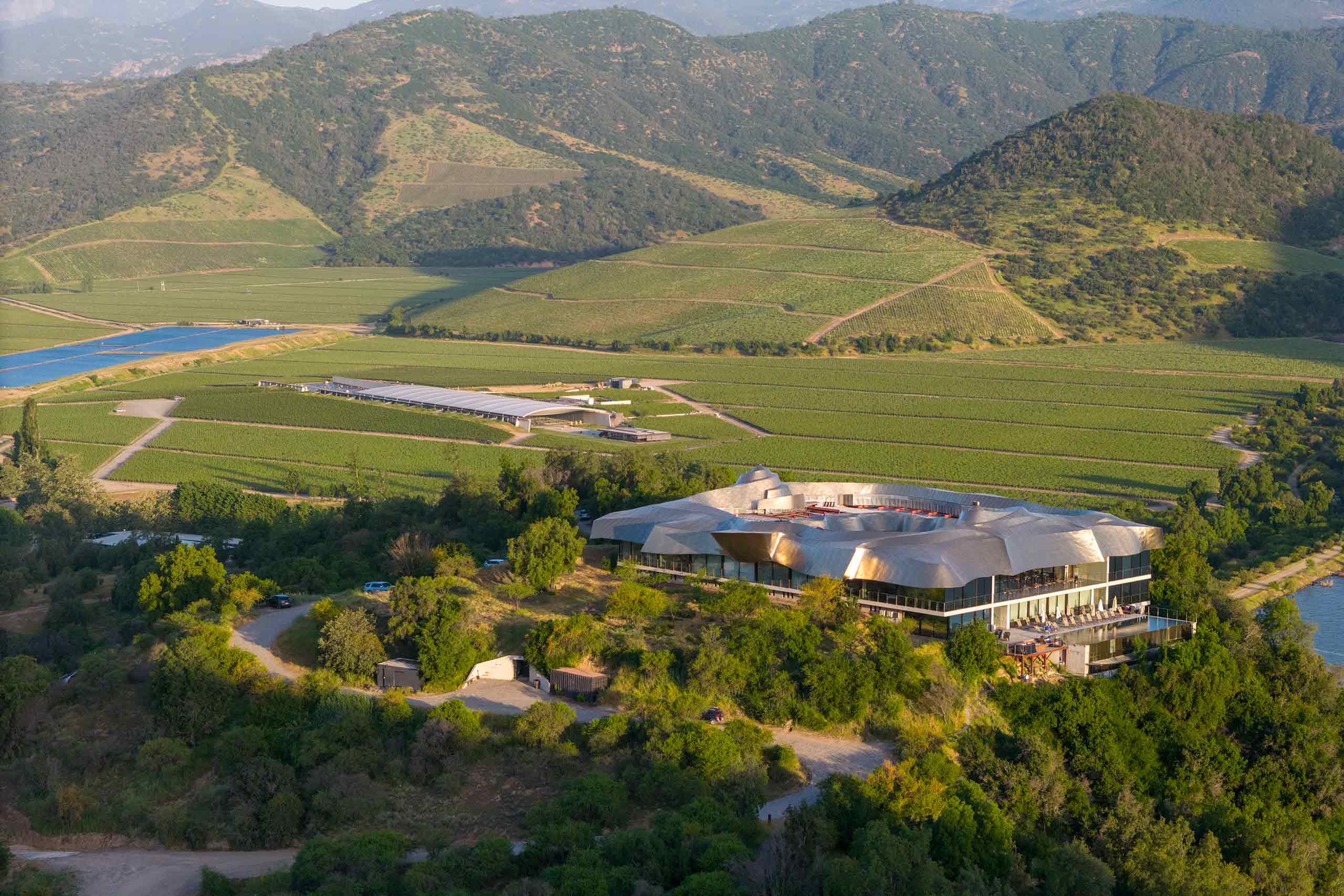 Aerial view of Vik Chile, Millahue Valley, Cachapoal, Chile