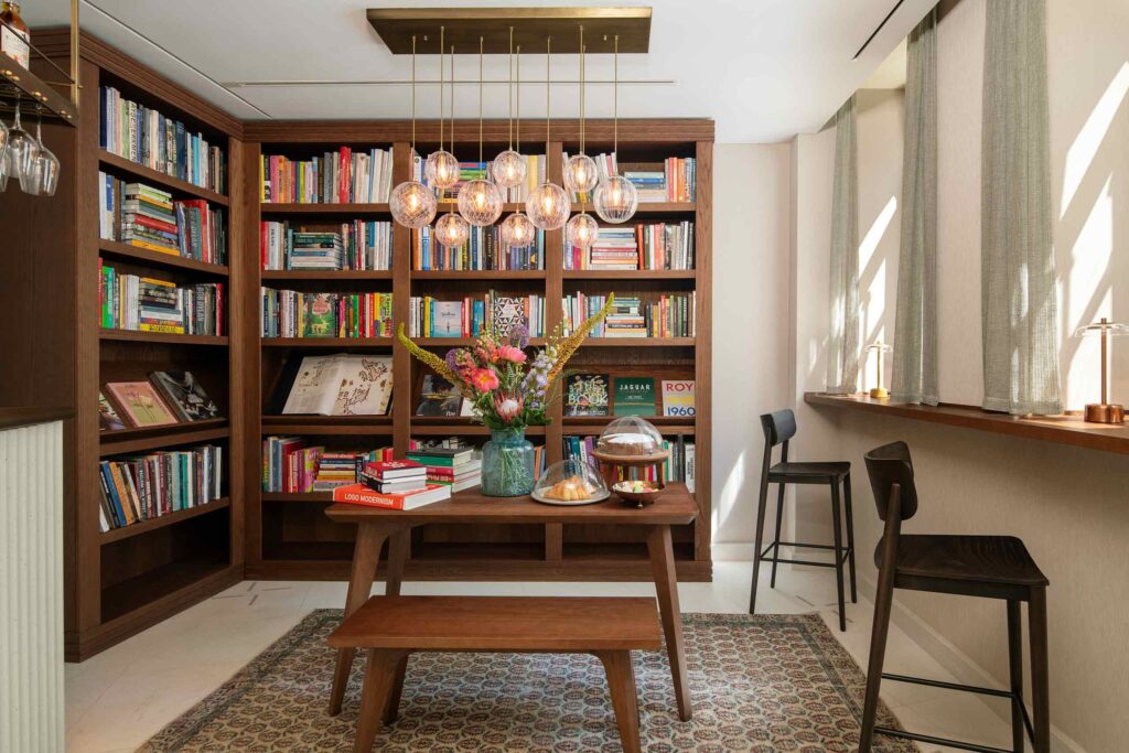 The contemporarily designed Minoa Library at Casa Foscolo, a Member of Design Hotels, Istanbul, Türkiye