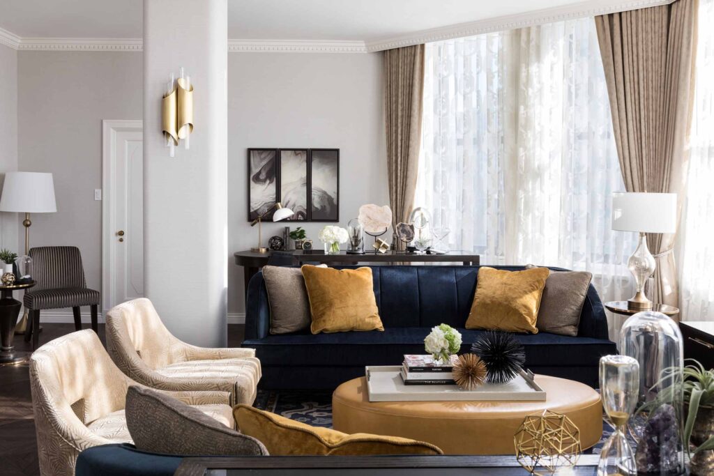 The sumptuously decorated Morningside Parlour in the Morningside Suite at Fairmont Hotel Vancouver, Canada