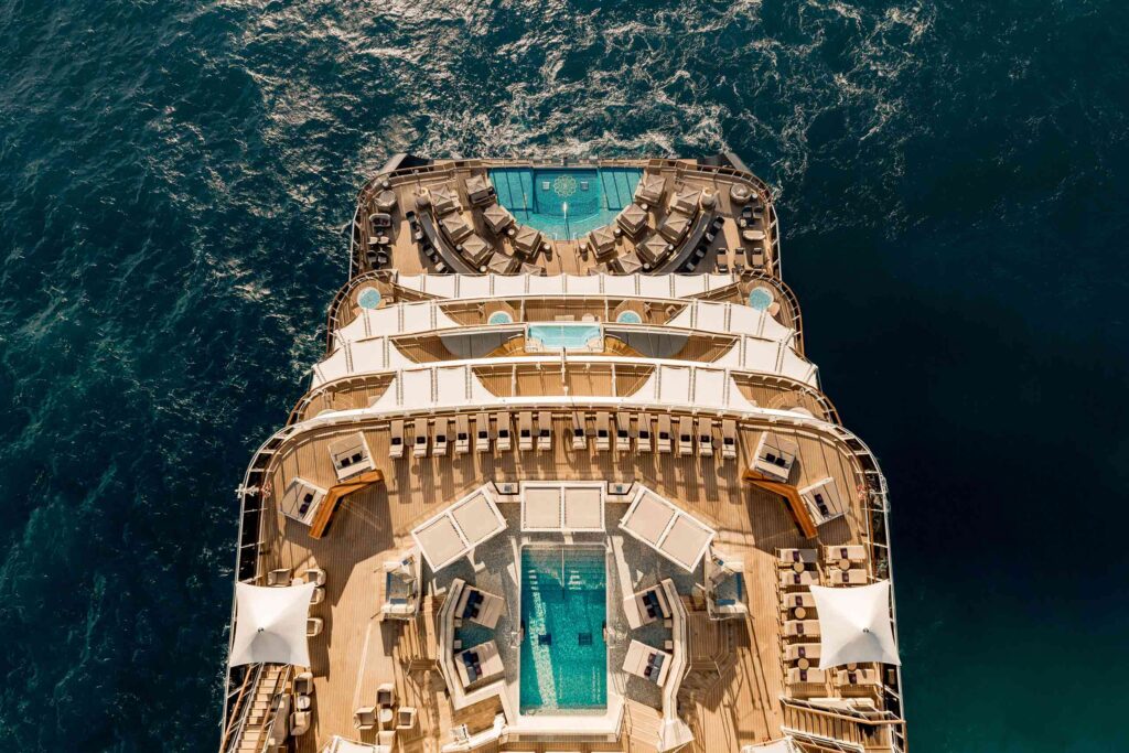 Aerial shot of EXPLORA I cruise ship