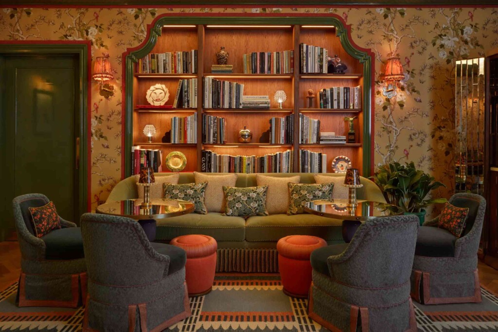 Martin Brudinzski designed living room at the Broadwick Soho, an LGBTQIA2S+ friendly Small Luxury Hotels of the World property in London, UK