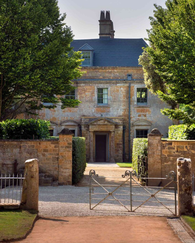The entrance to Hadspen House viewed from the estate's gardens in Bruton, United Kingdom